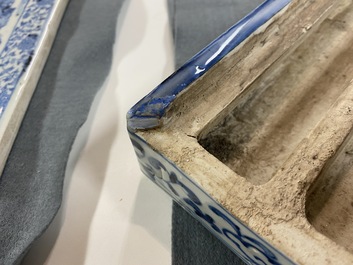 A Japanese blue and white Shoki-Imari rectangular box and cover, Edo